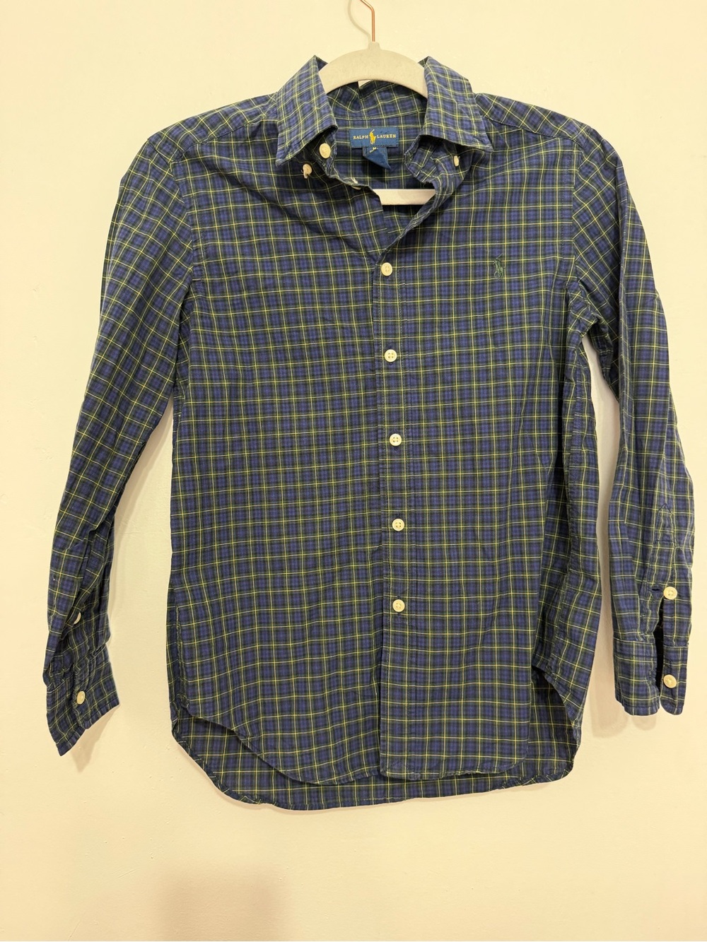 Ralph Lauren Green and Navy Plaid Button-Up Shirt